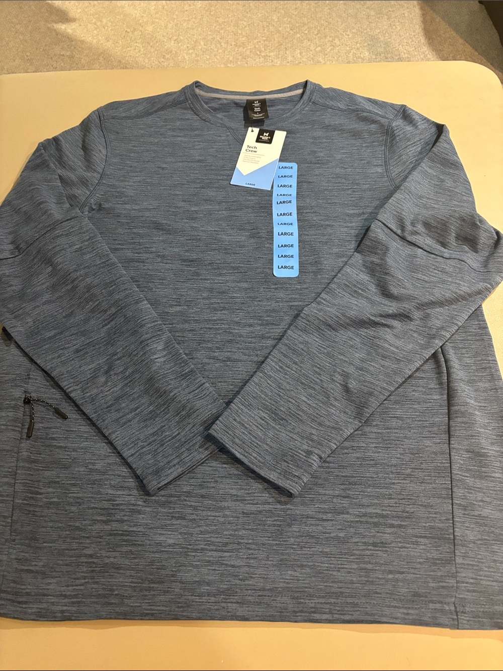Men's Performance Long-Sleeve Crew in Heathered Blue